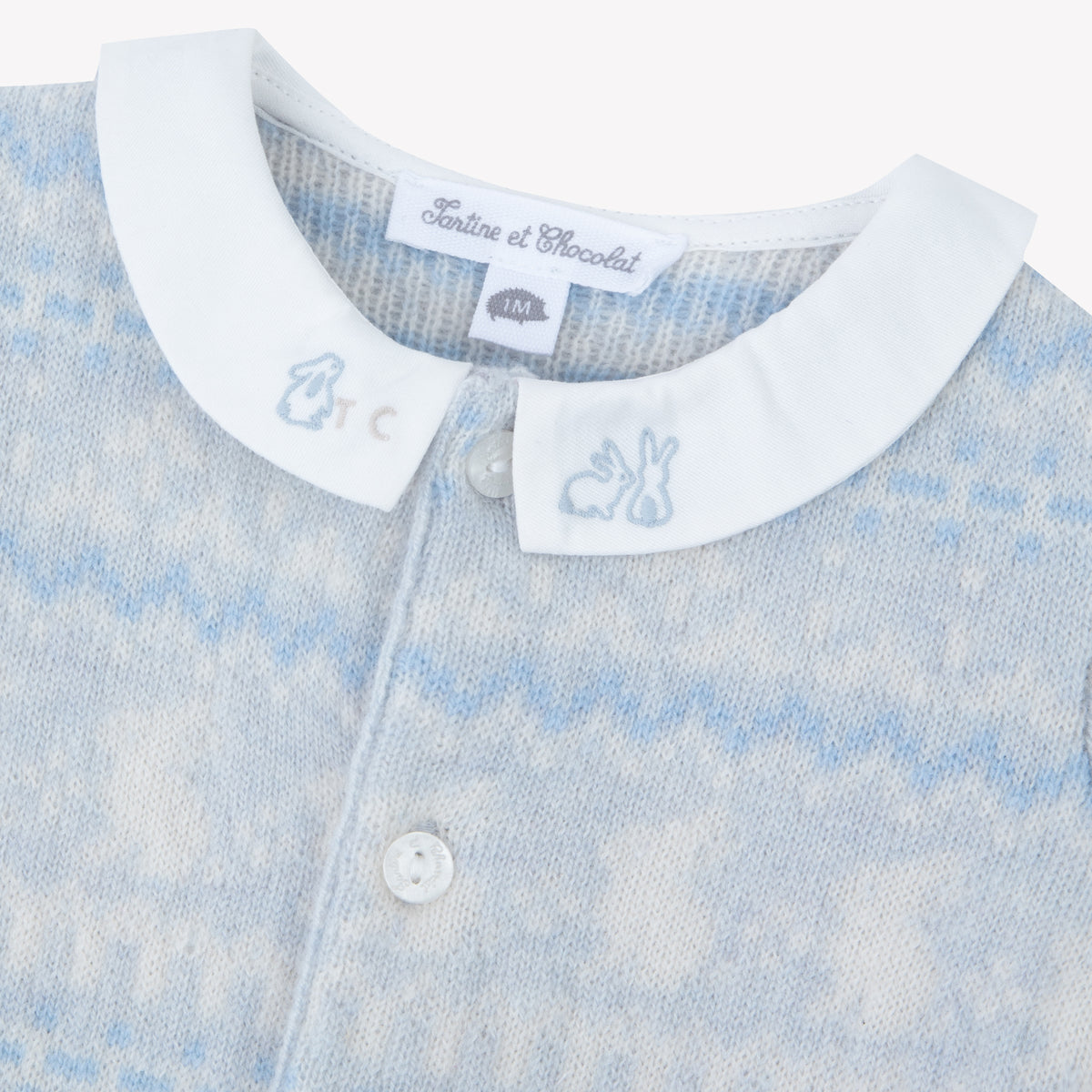 Bleu Celeste Chiné / Combinaison Longue - Bleu Céleste Jacquard