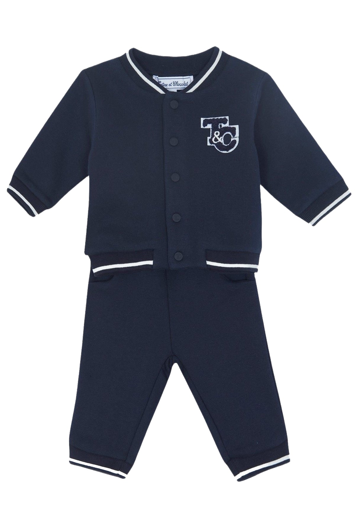 Ensemble jogging game on en coton - Bleu marine