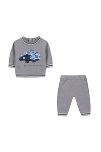 Ensemble jogging - Gris hérisson pixel