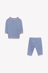 Ensemble jogging petit robot en coton - Bleu grisé