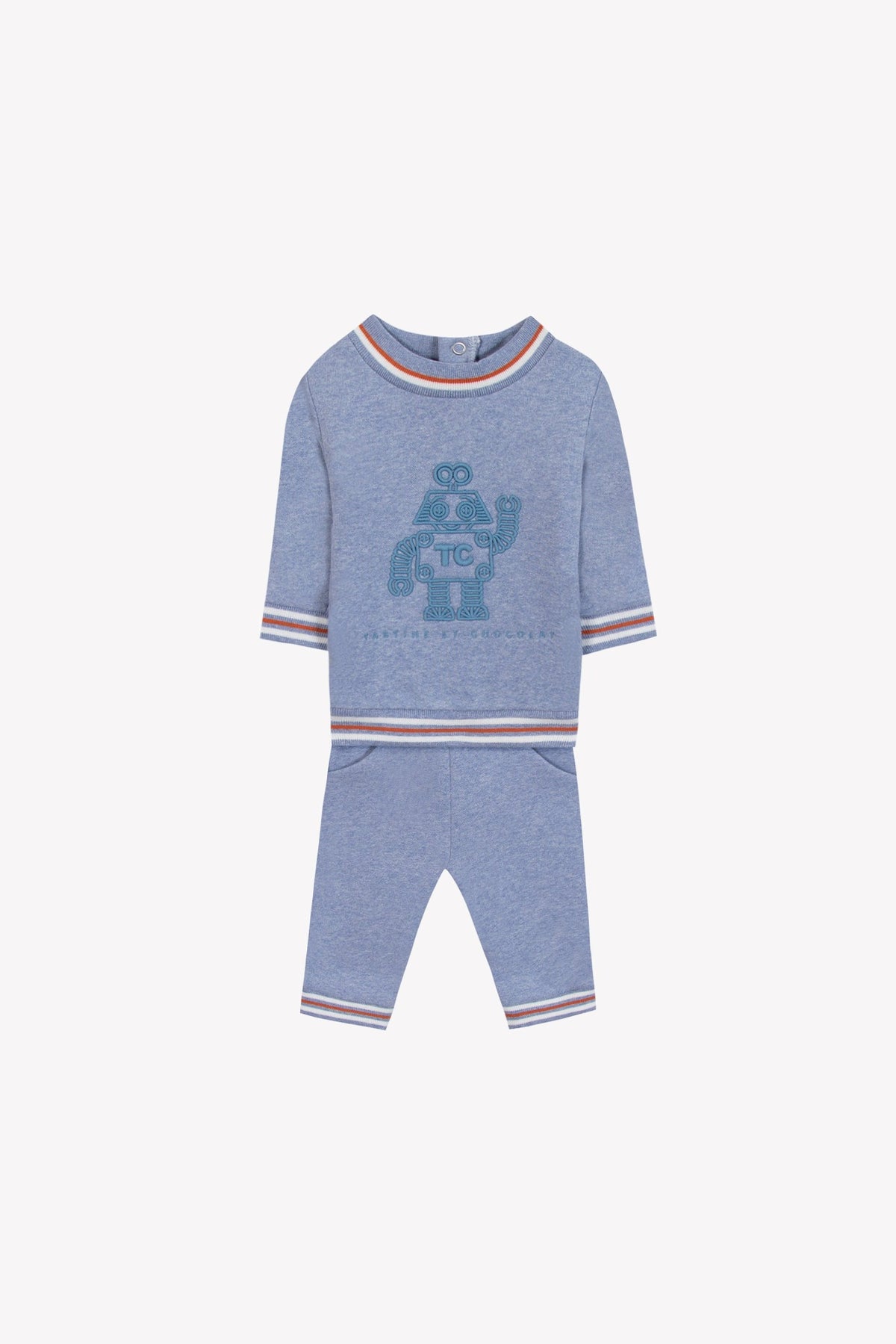 Ensemble jogging petit robot en coton - Bleu grisé