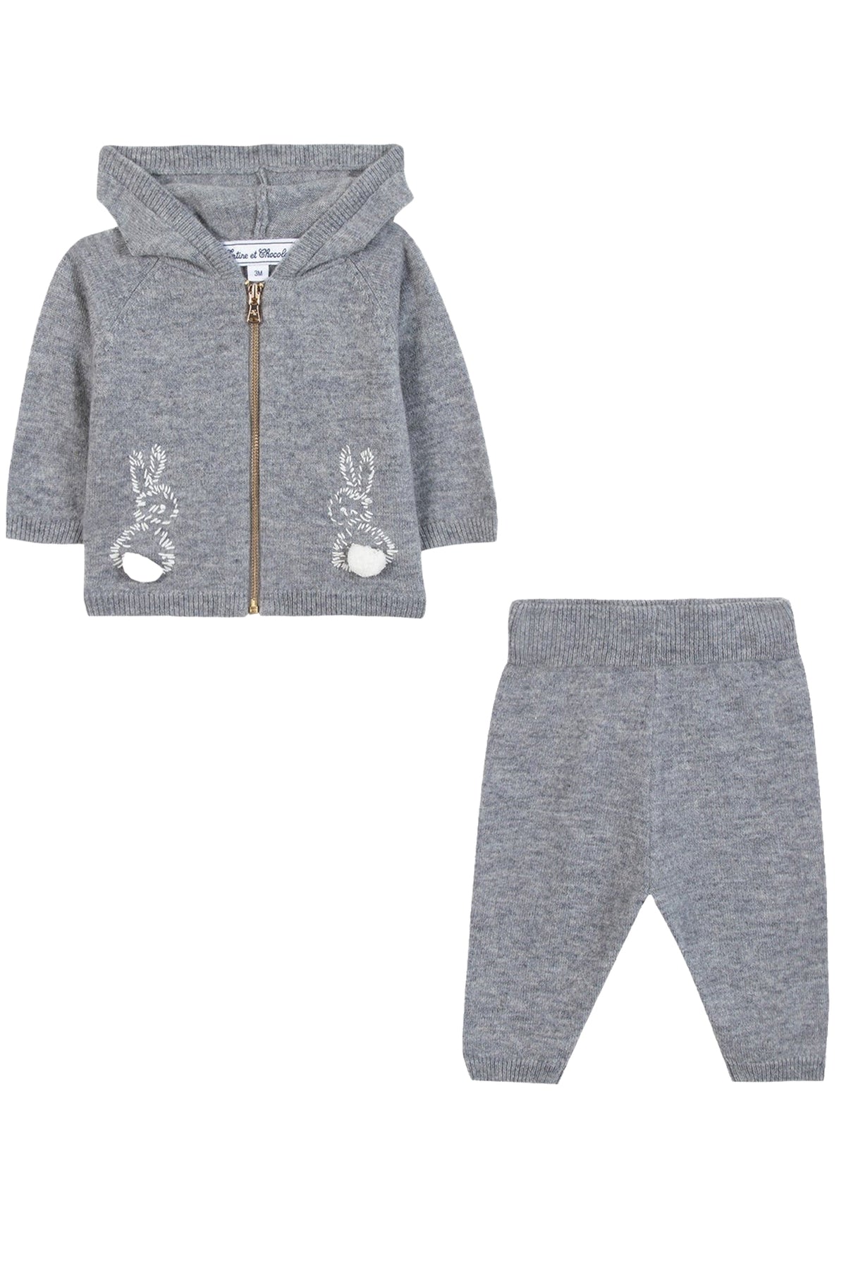 Ensemble jogging preppy winter en laine - Gris chiné