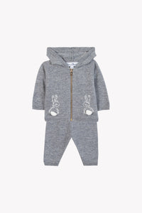Ensemble jogging preppy winter en laine - Gris chiné
