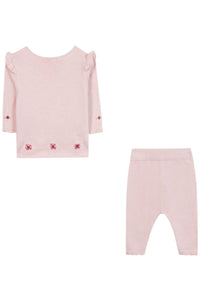 Ensemble long - Rose pâle broderies