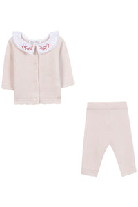Ensemble long - Rose pâle col volanté