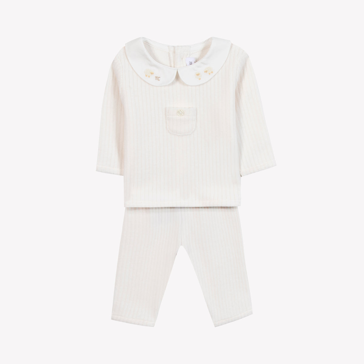 Combinaison longue - Ecru broderie mouton