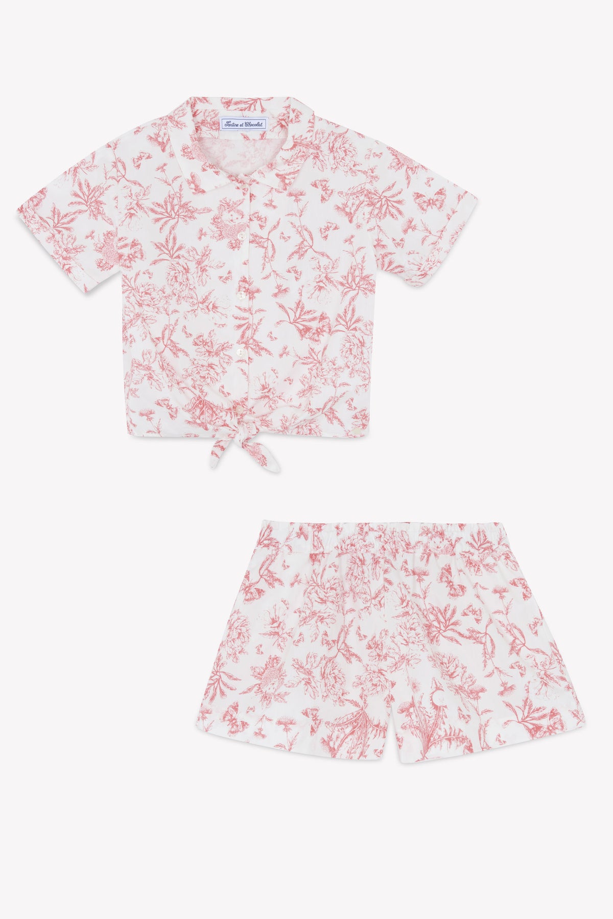 Ensemble court - Praline inspiration Toile de Jouy
