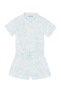 Ensemble court - Vert d'eau inspiration Toile de Jouy