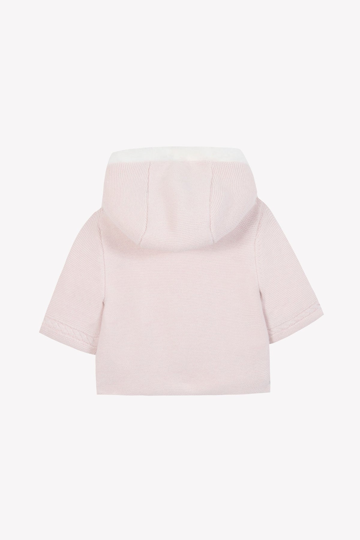 Manteau tricoté en point de mousse - Rose pâle