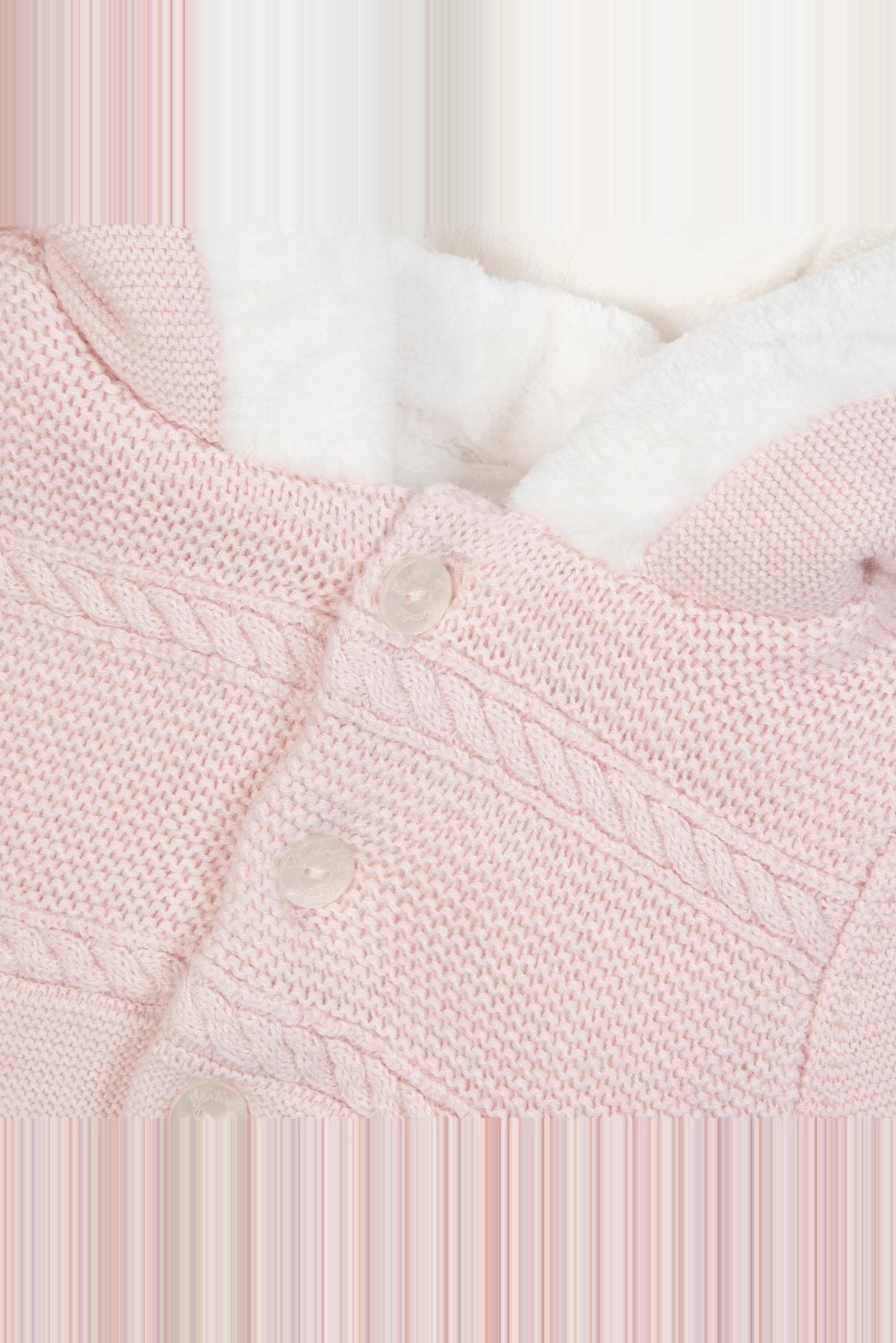 Manteau tricoté en point de mousse - Rose pâle