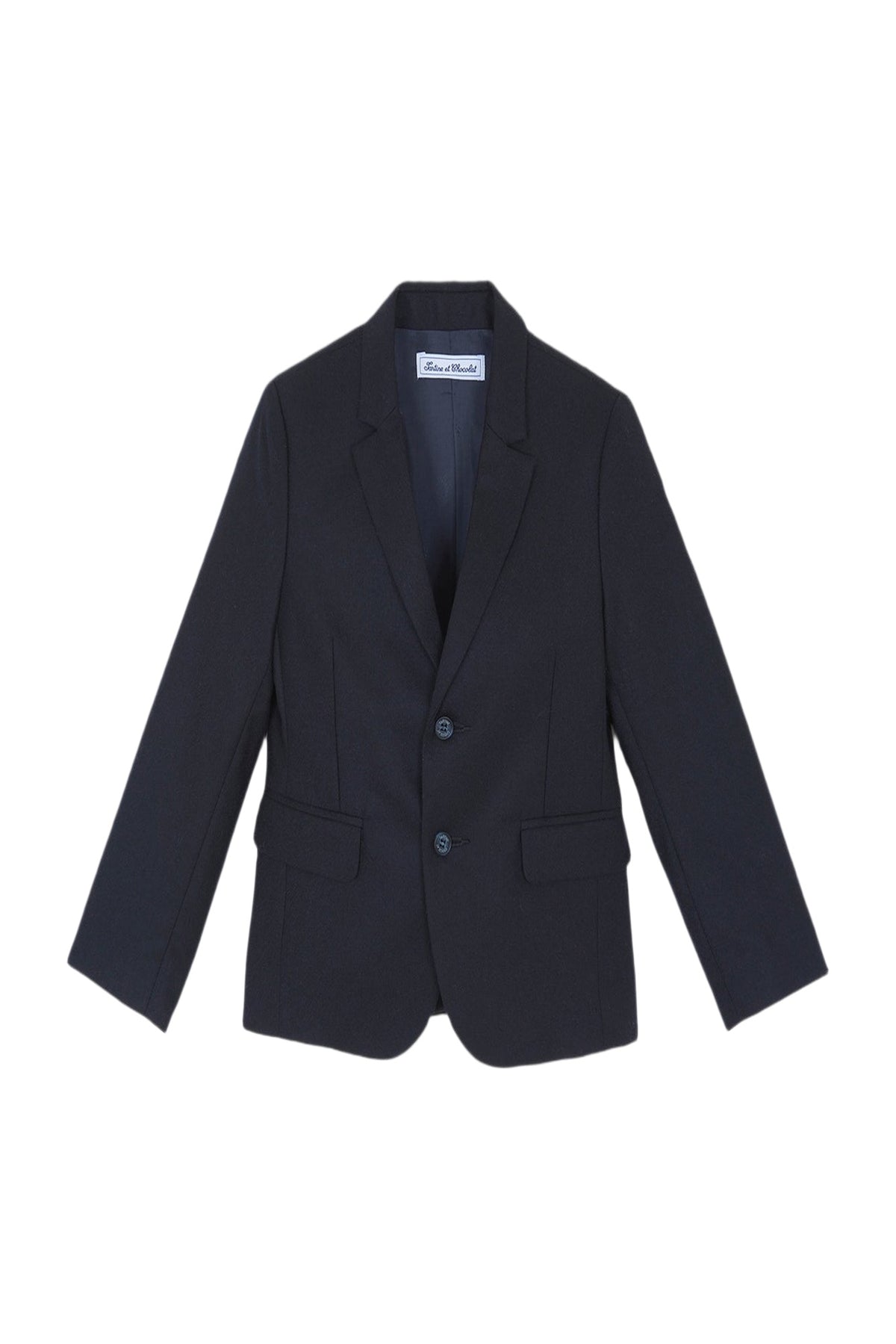 Veste blazer unie en laine - Bleu marine
