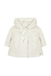 Manteau - Ecru imitation fourrure