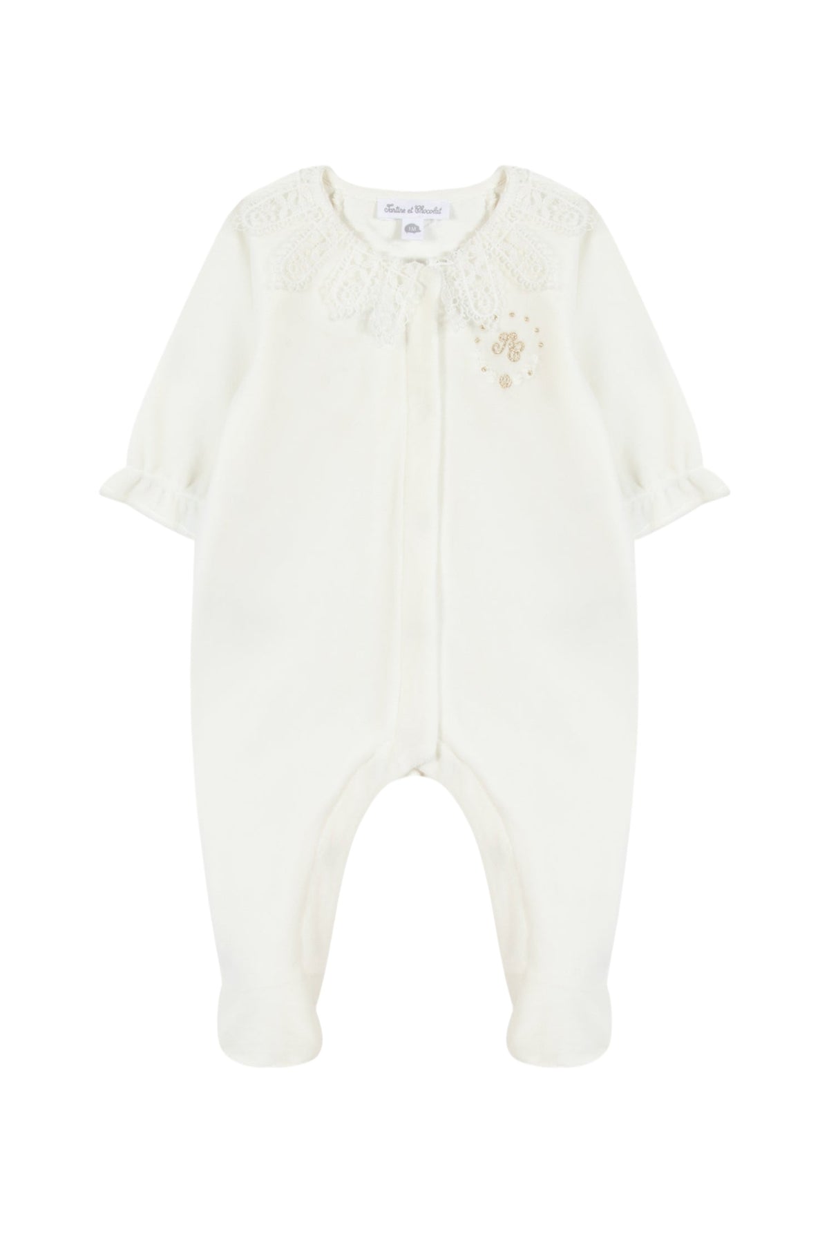 Pyjama - Ecru col velours dentelle