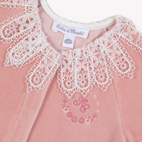 Pêche / Pyjama - Pêche Velours Col Dentelle