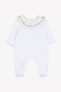Blanc / Pyjama - Blanc Col Broderies Fleurs