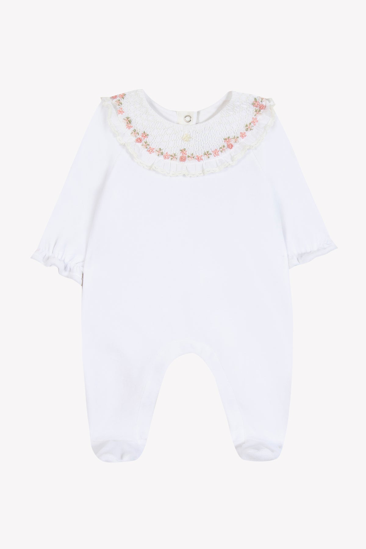 Blanc / Pyjama - Blanc Col Broderies Fleurs