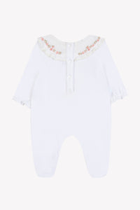 Blanc / Pyjama - Blanc Col Broderies Fleurs