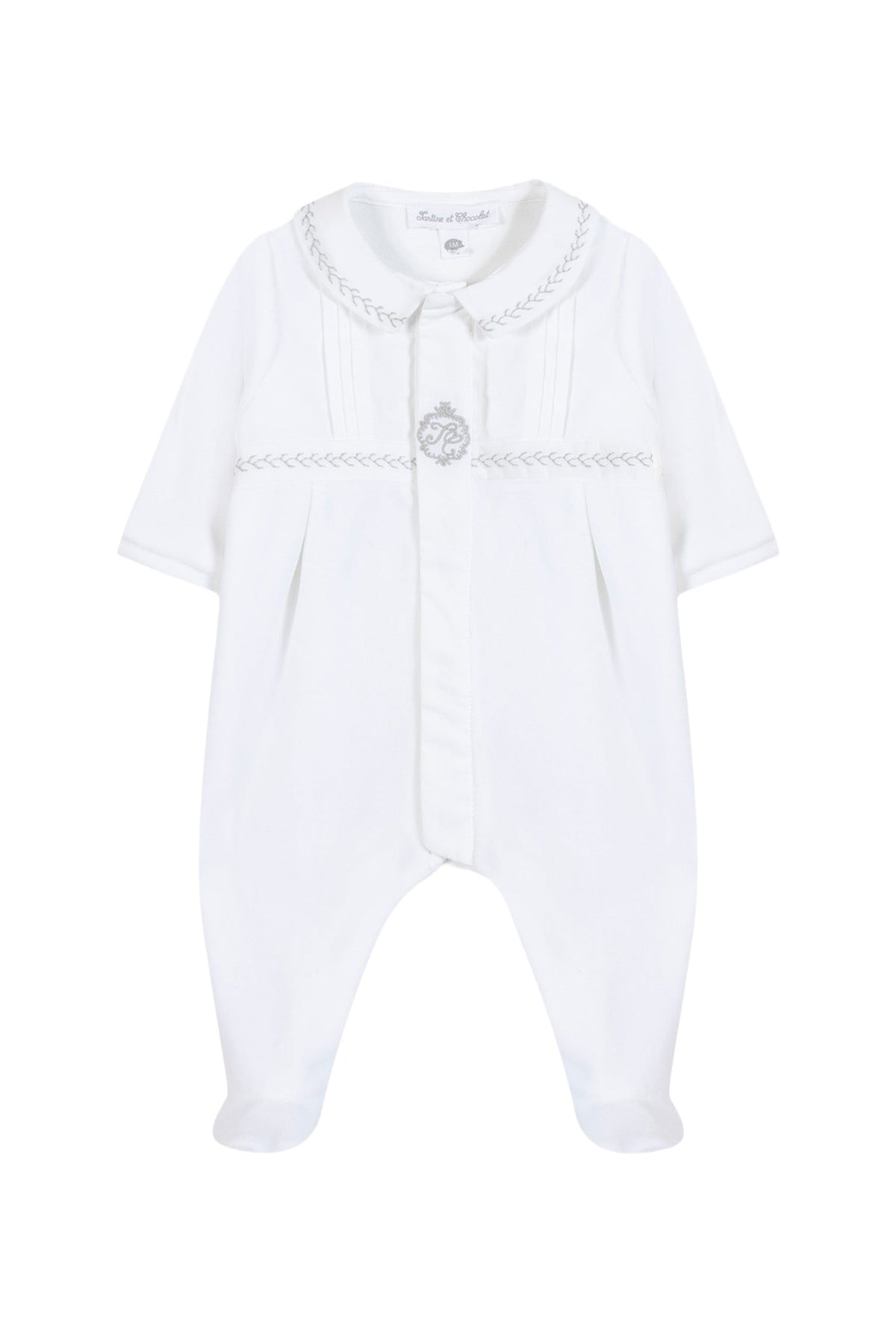 Pyjama nuit à col claudine - Blanc