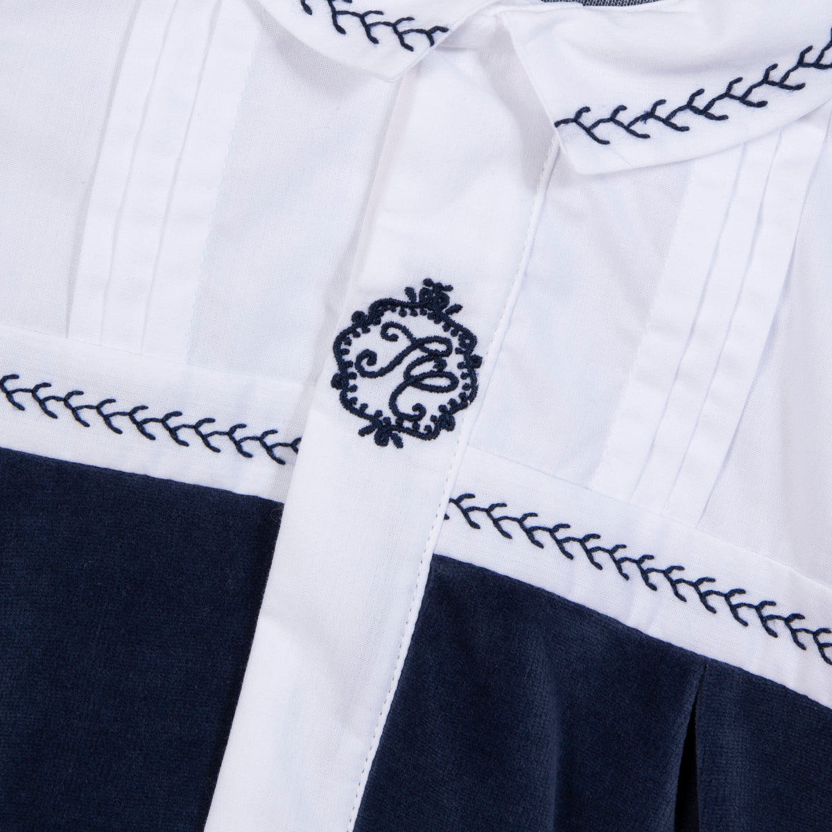 Pyjama - Blanc col broderies fleurs