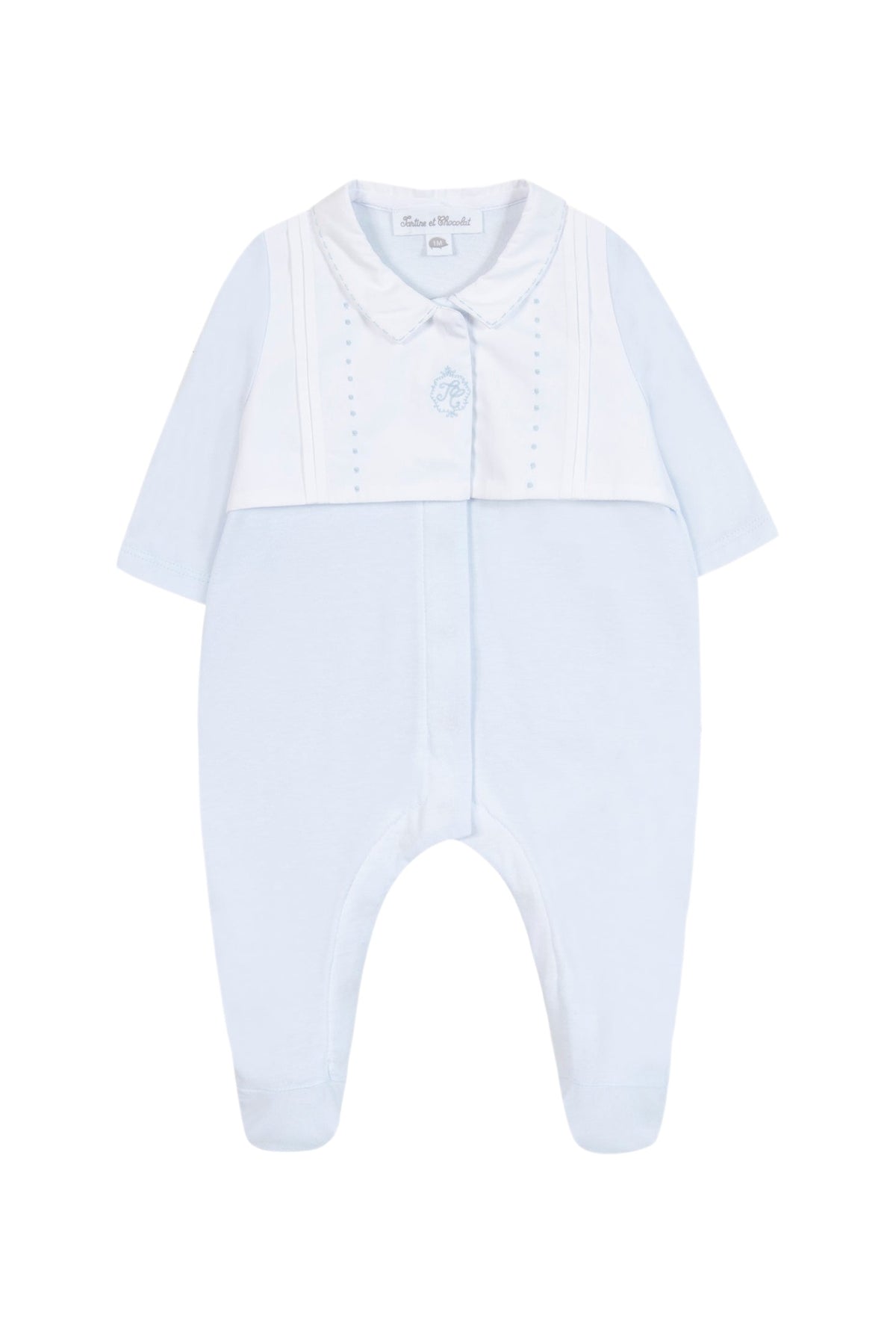 Pyjama - Bleu ciel col pointu