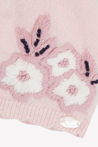 Bonnet - Rose pâle broderie fleurs
