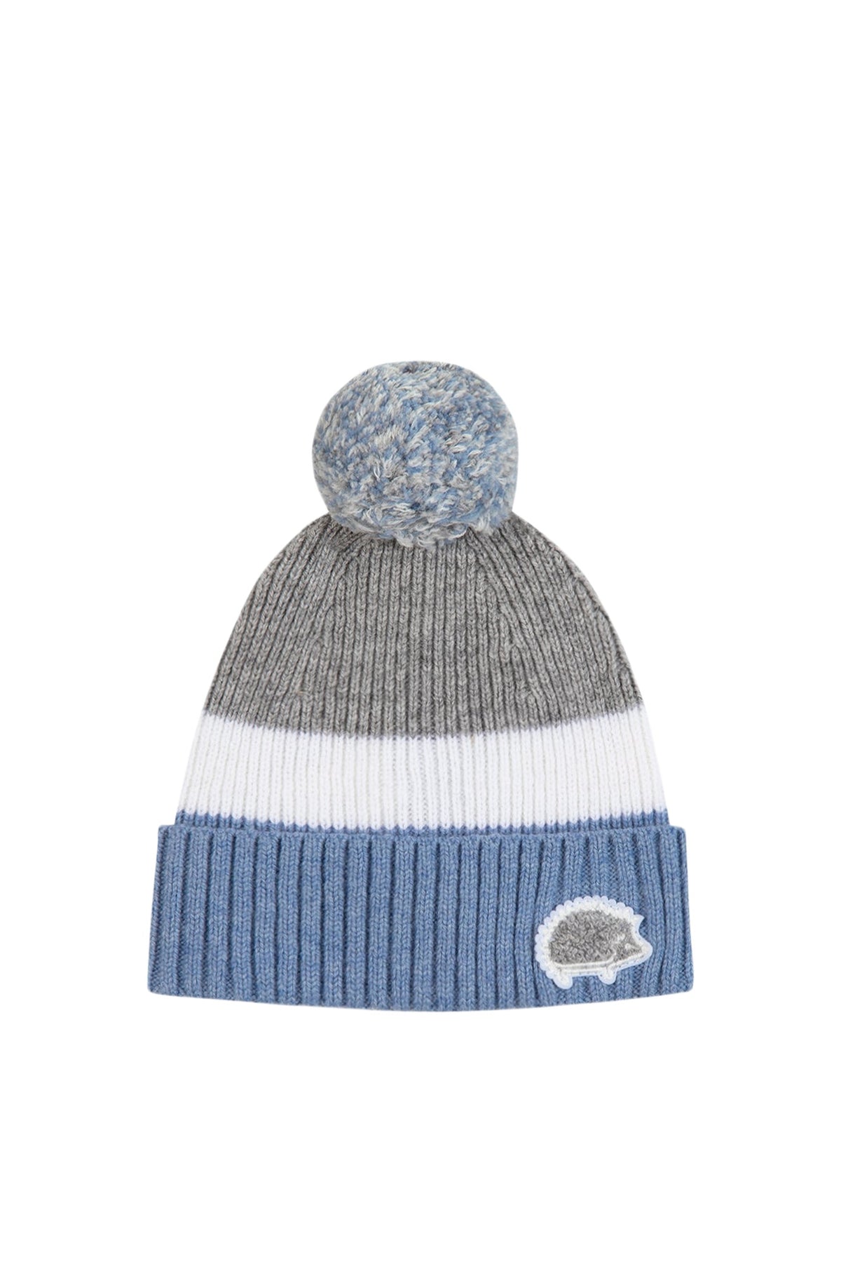 Bonnet - Bleu grisé pompon
