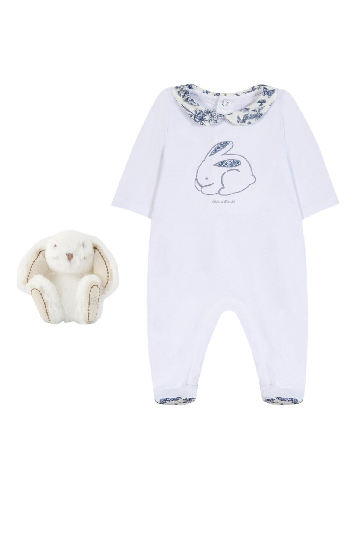 Coffret pyjama et doudou - Bleu inspiration Toile de Jouy