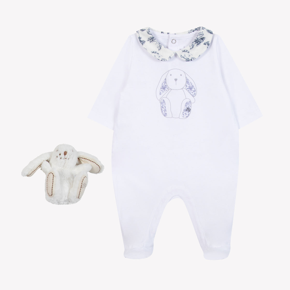 Coffret pyjama et doudou - Bleu inspiration Toile de Jouy