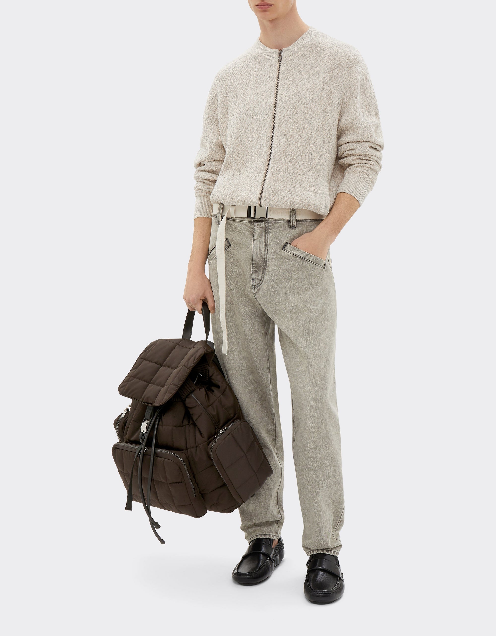 Sac à dos unisexe matelassé - Marrone Scuro