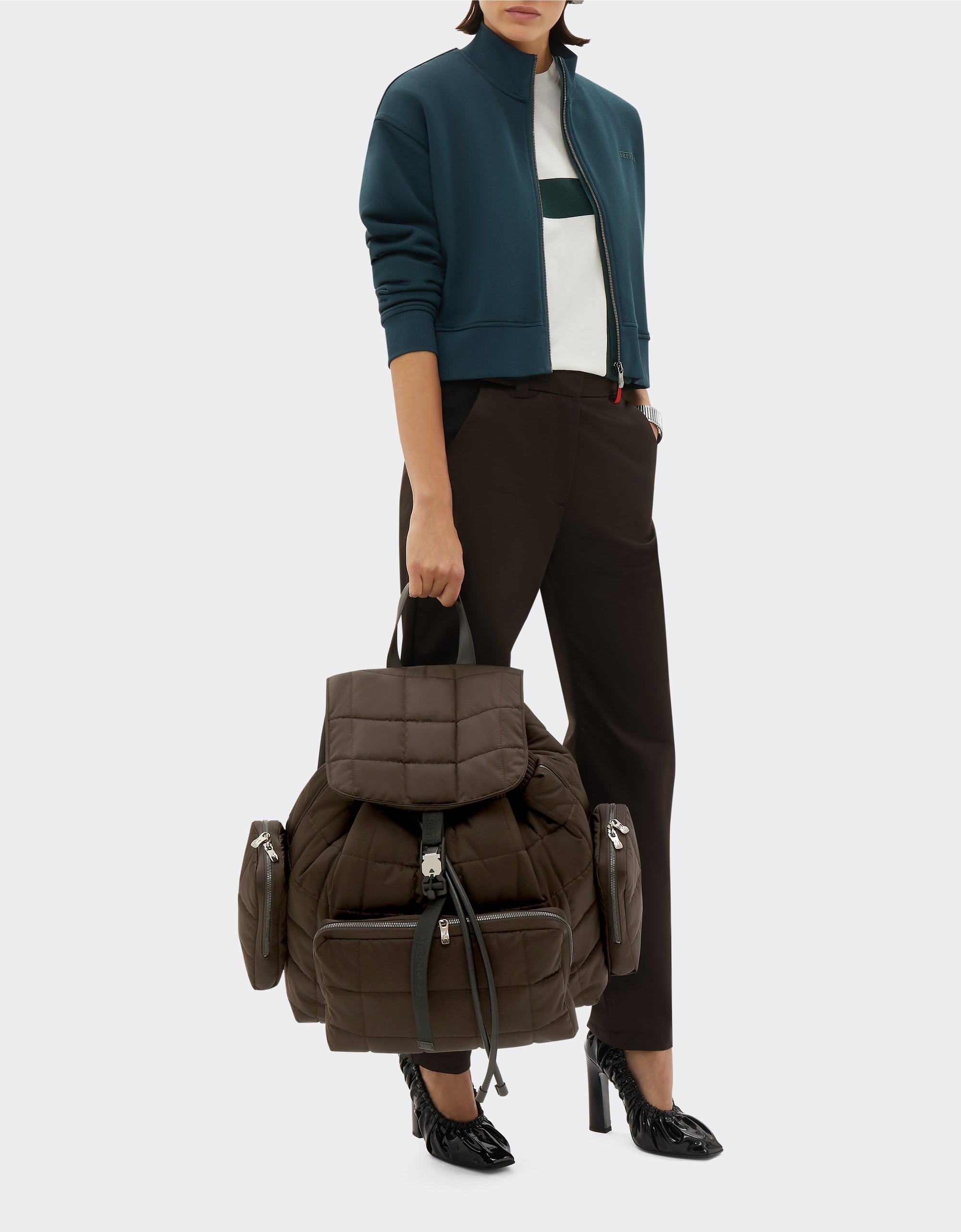 Sac à dos unisexe matelassé - Marrone Scuro