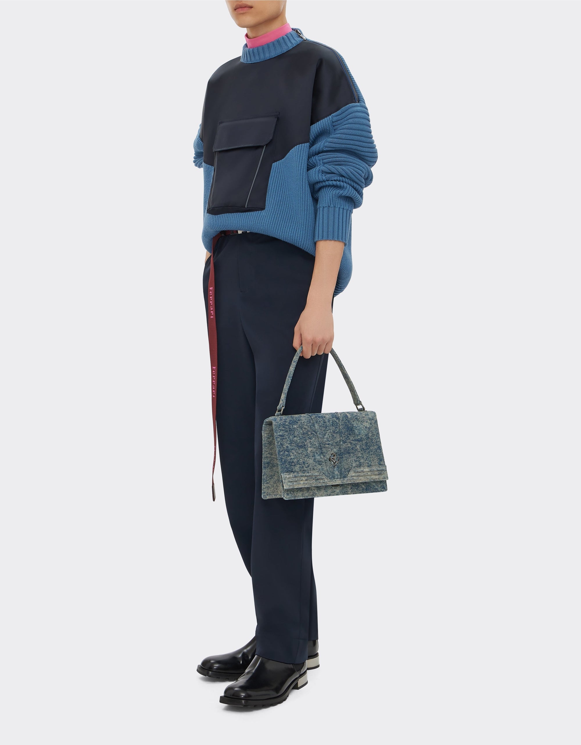 Sac à main unisexe Ferrari GT en denim - Dark Denim
