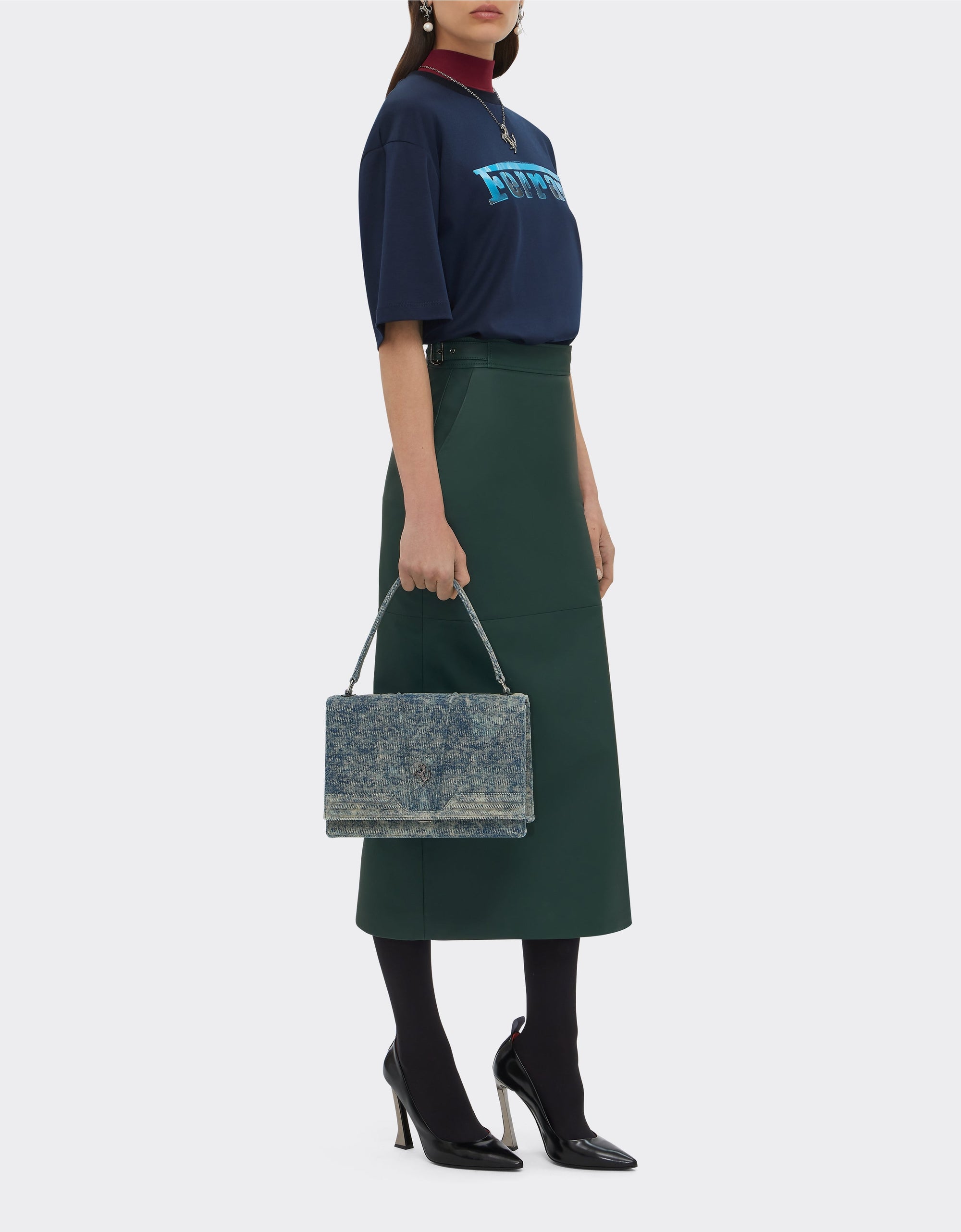 Sac à main unisexe Ferrari GT en denim - Dark Denim