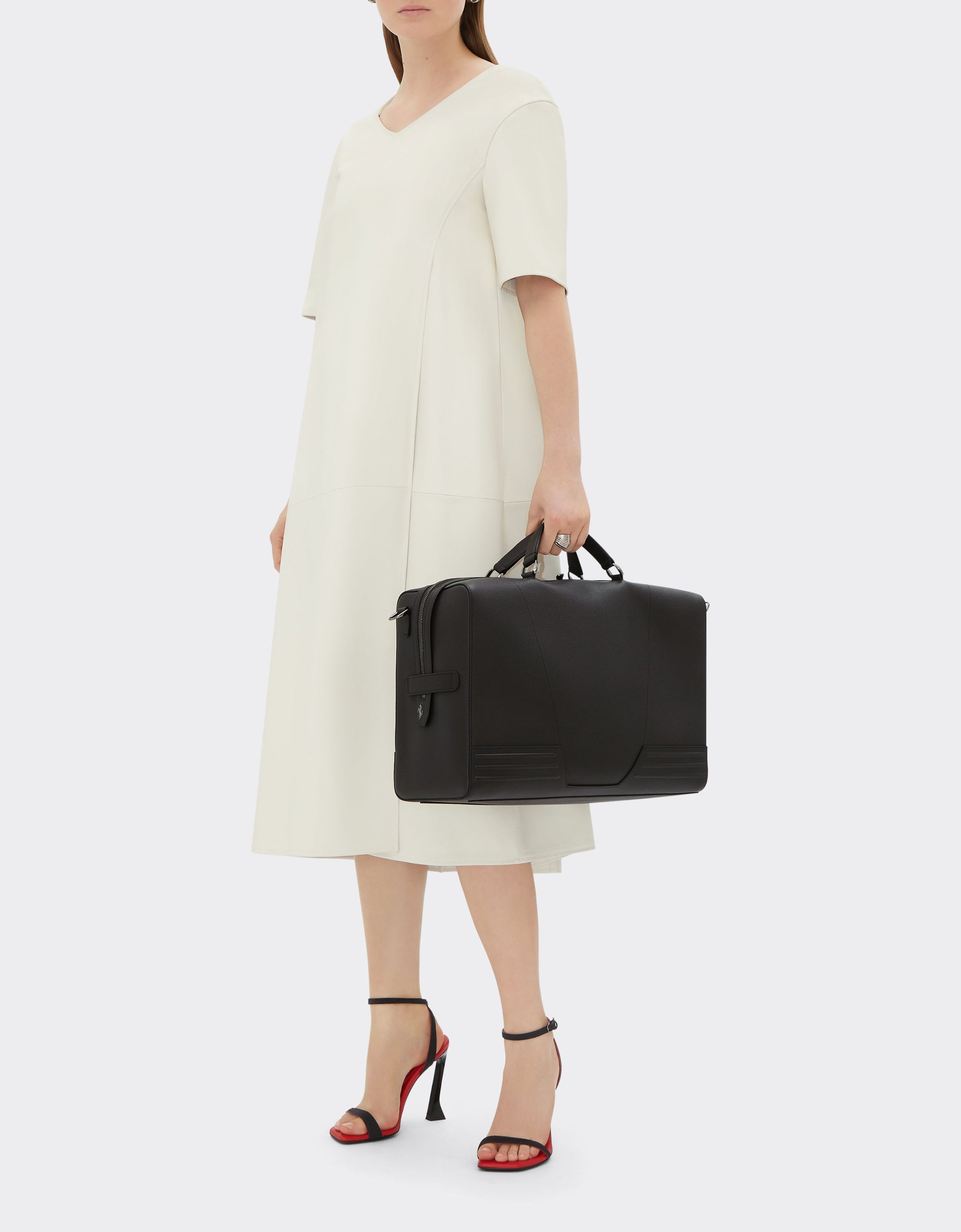 Sac de sport unisexe en cuir grainé - Marrone Scuro