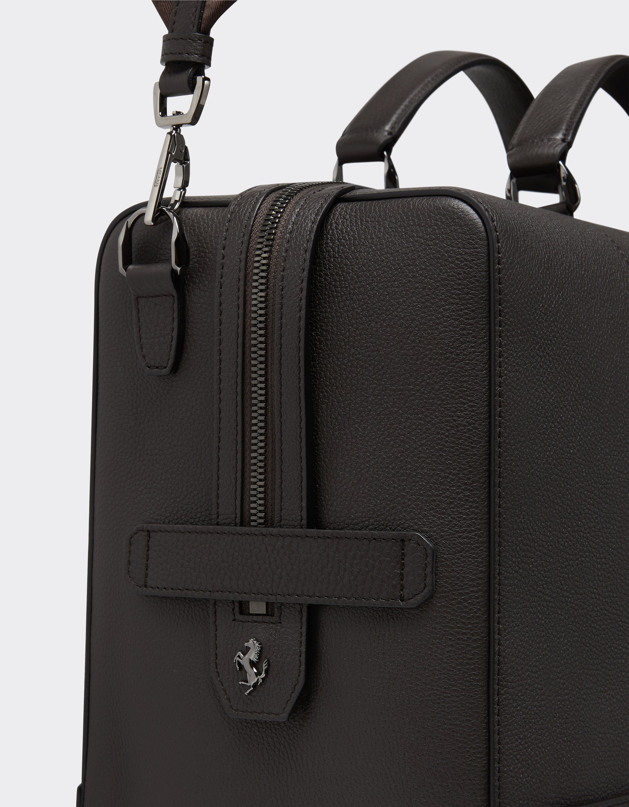 Sac de sport unisexe en cuir grainé - Marrone Scuro