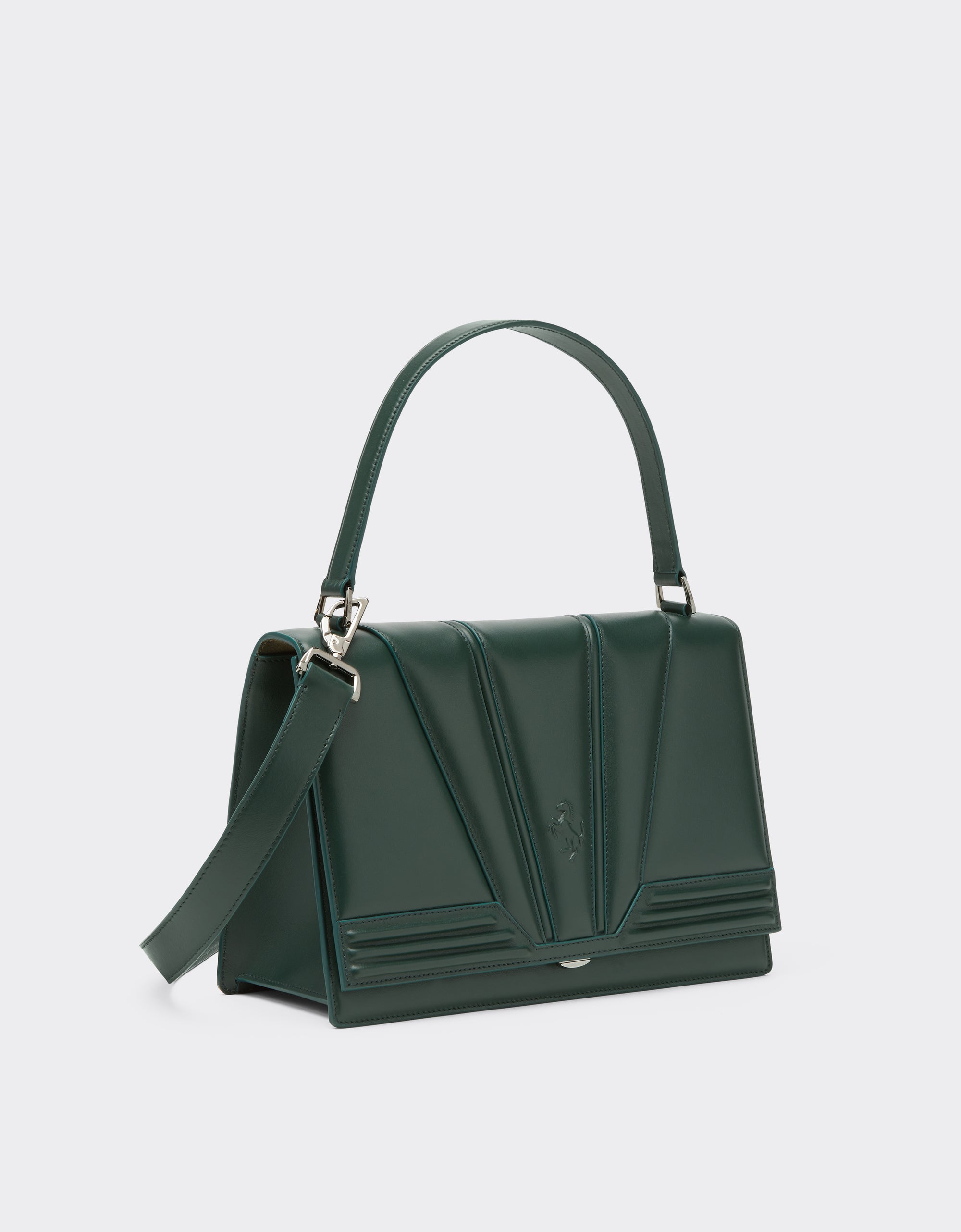 Sac à main unisexe Ferrari GT avec motifs 3D en cuir - Dark Green