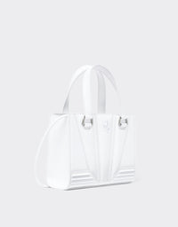 Mini cabas unisexe Ferrari GT avec Cheval cabré en cuir - Bianco
