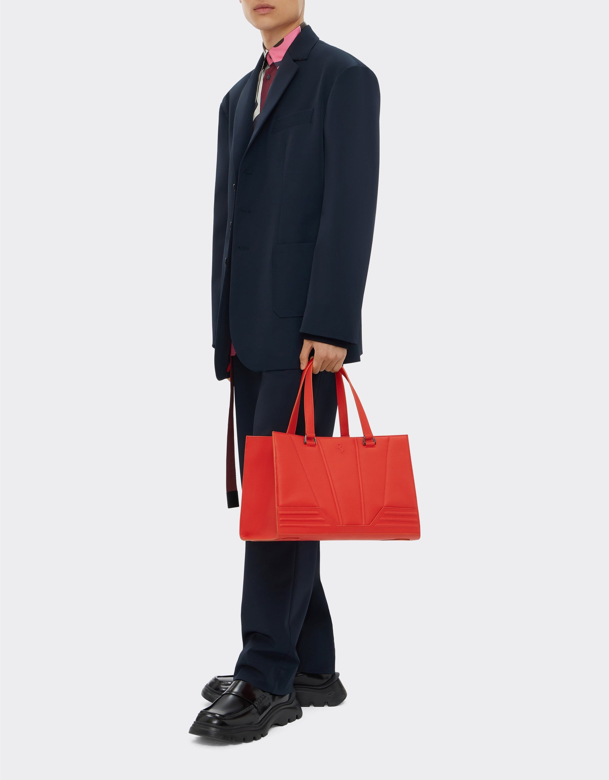 Sac à main unisexe Boston Ferrari GT en cuir - Rosso Dino