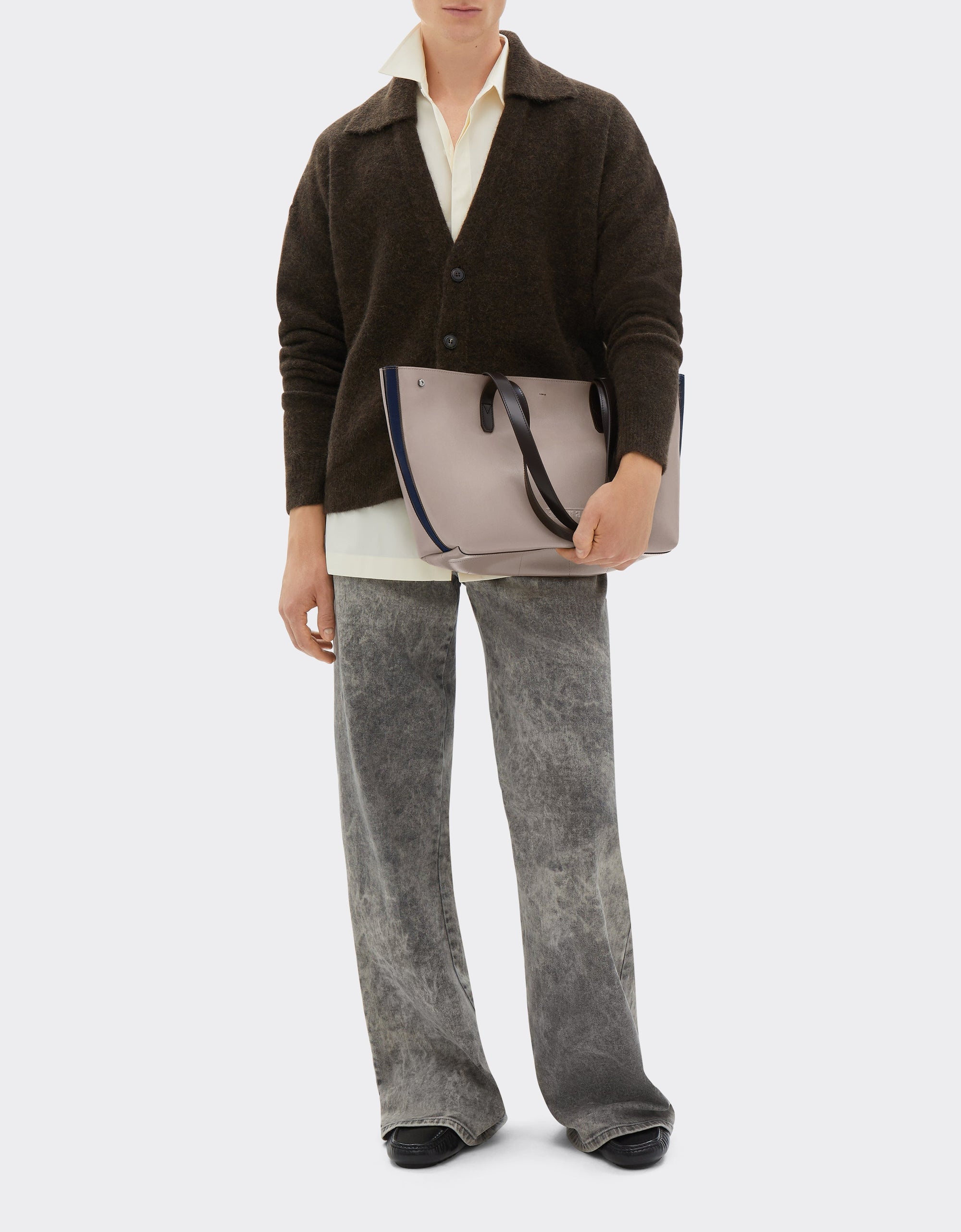 Cabas unisexe avec logo brodé et pochette - Dark Brown