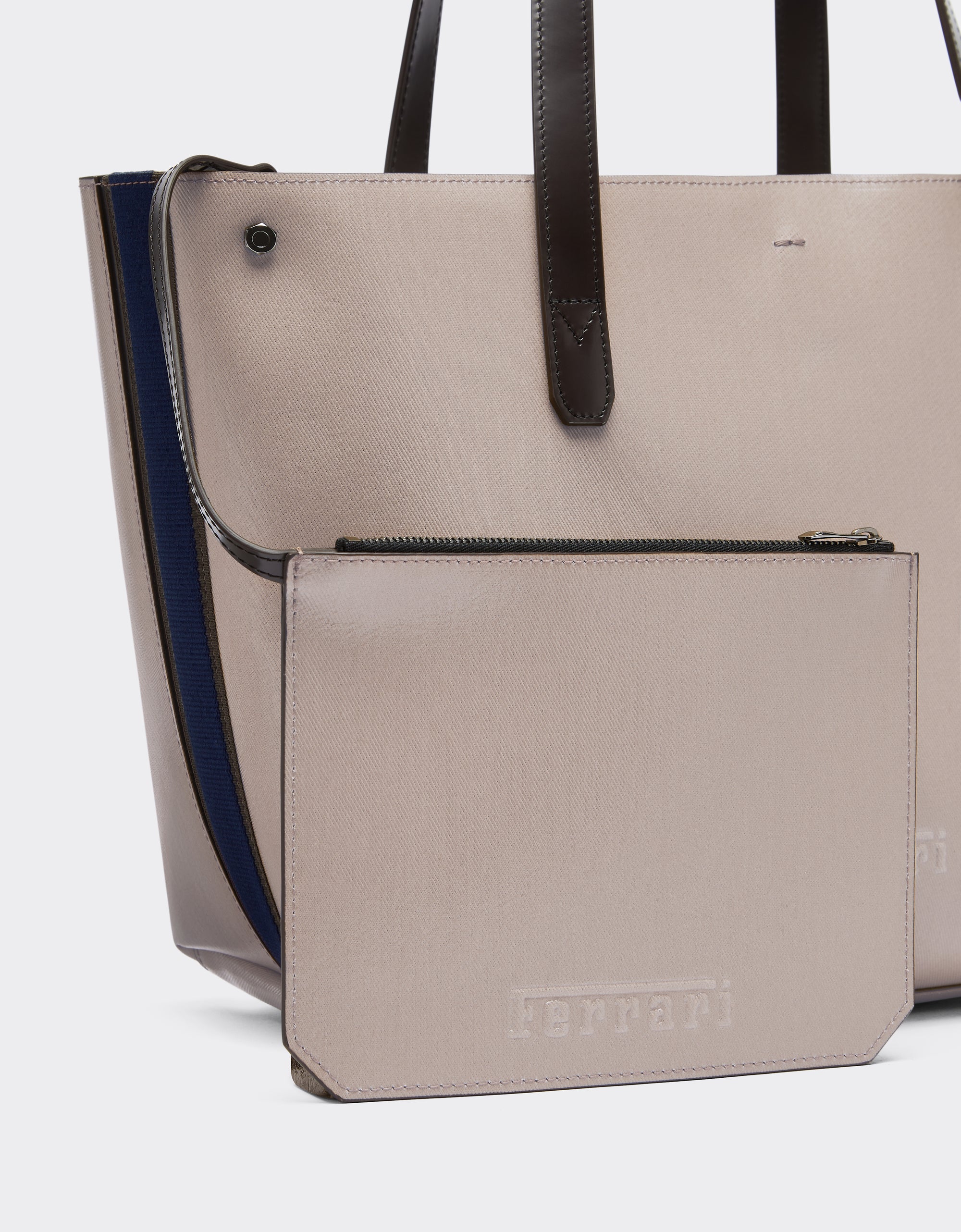 Cabas unisexe avec logo brodé et pochette - Dark Brown
