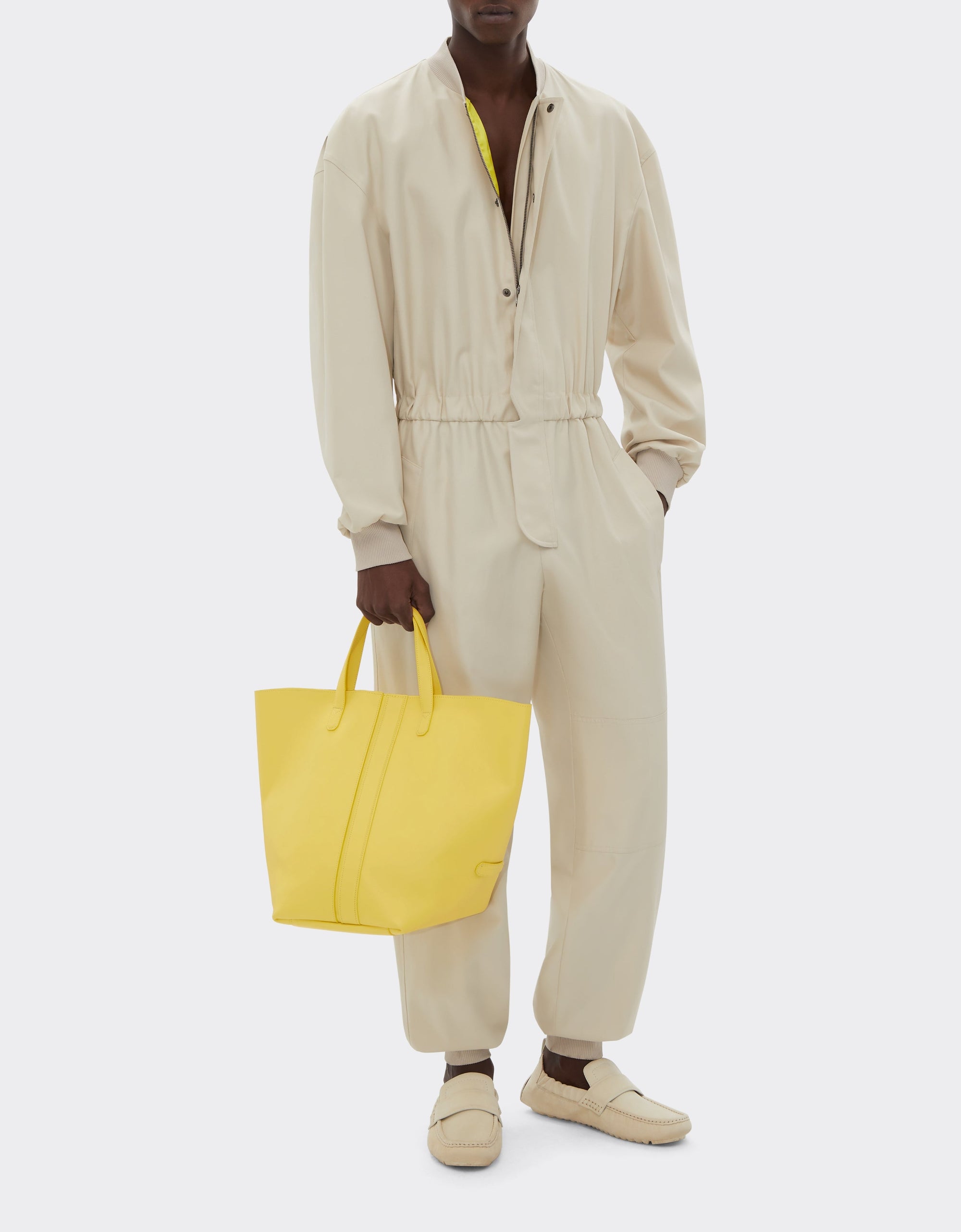 Cabas unisexe en cuir nappa lisse - Giallo Modena
