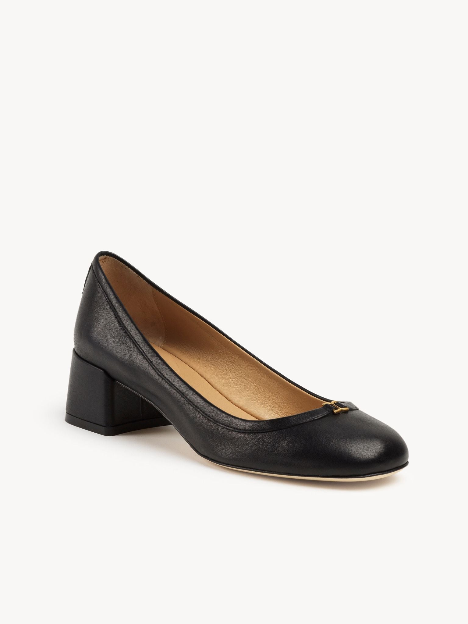 Ballerines à talons en cuir - Black