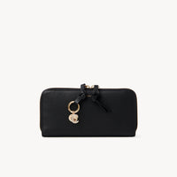 Black LONG ZIPPED WALLET - Black