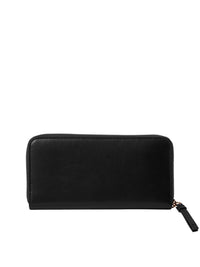 BASEPLUS_Black LONG ZIPPED WALLET - Black