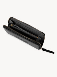 BASEPLUS_Black LONG ZIPPED WALLET - Black