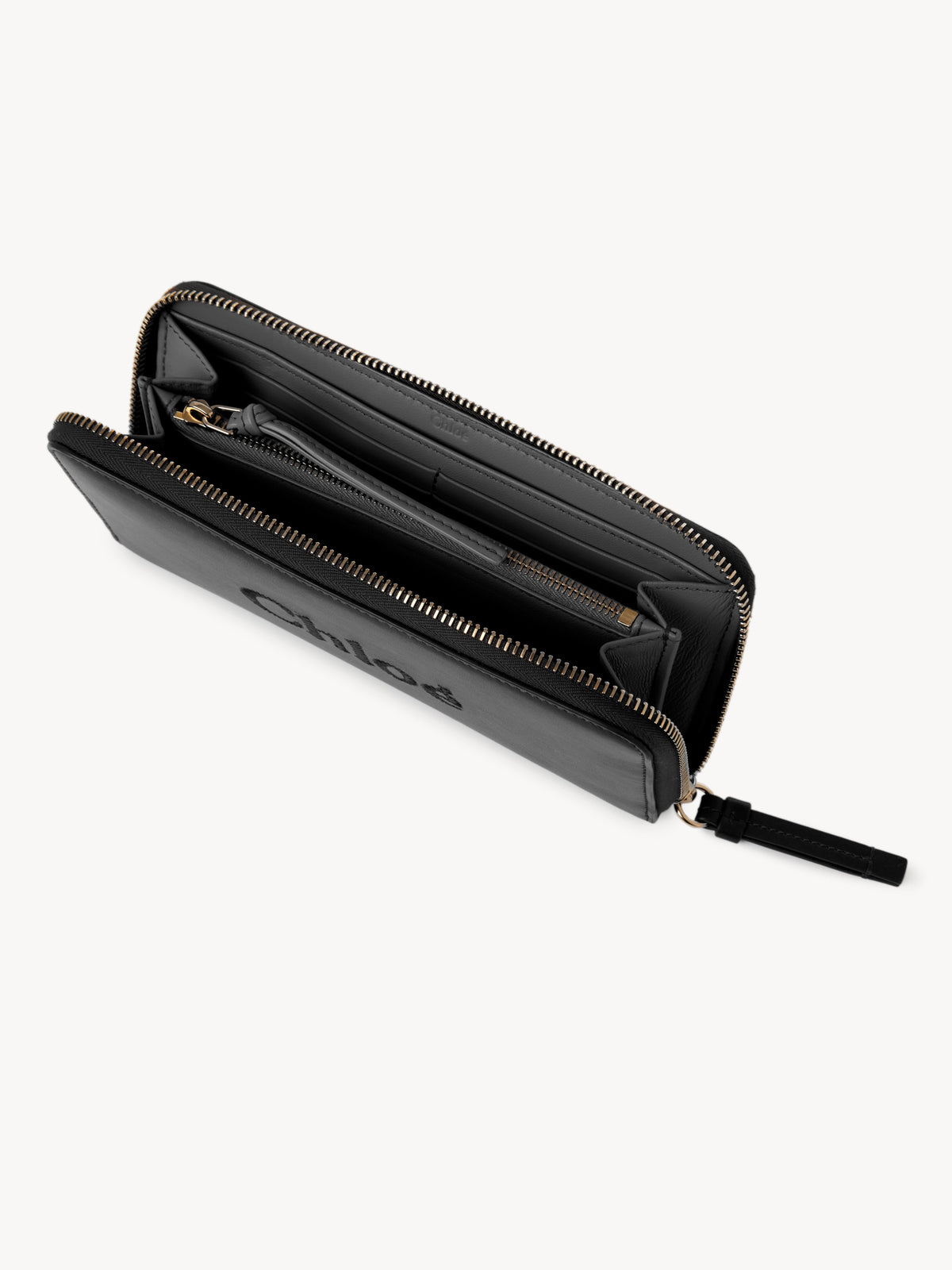 BASEPLUS_Black LONG ZIPPED WALLET - Black