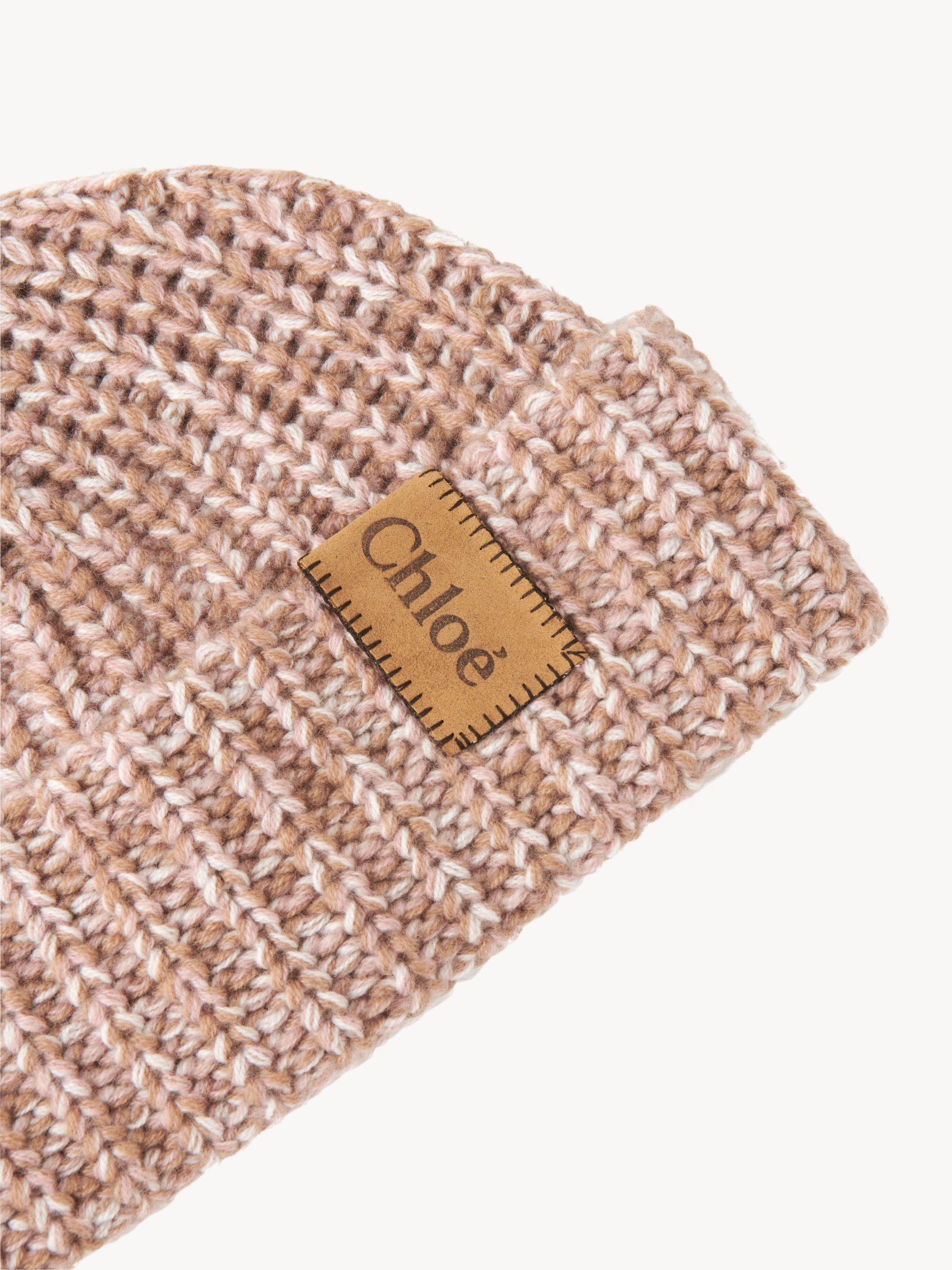 Chapeau Chunky en cachemire - Beige & Pink