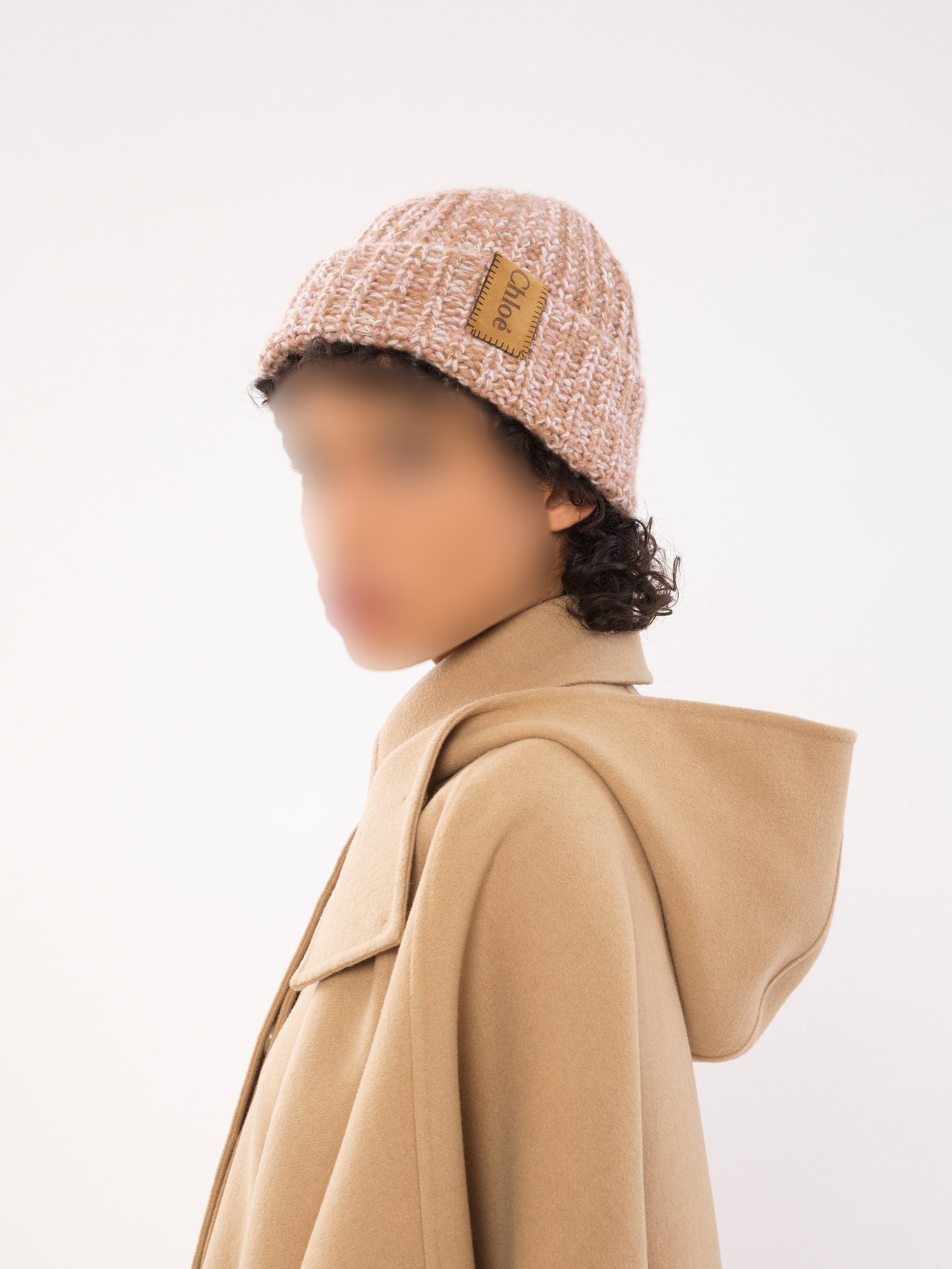 Chapeau Chunky en cachemire - Beige & Pink