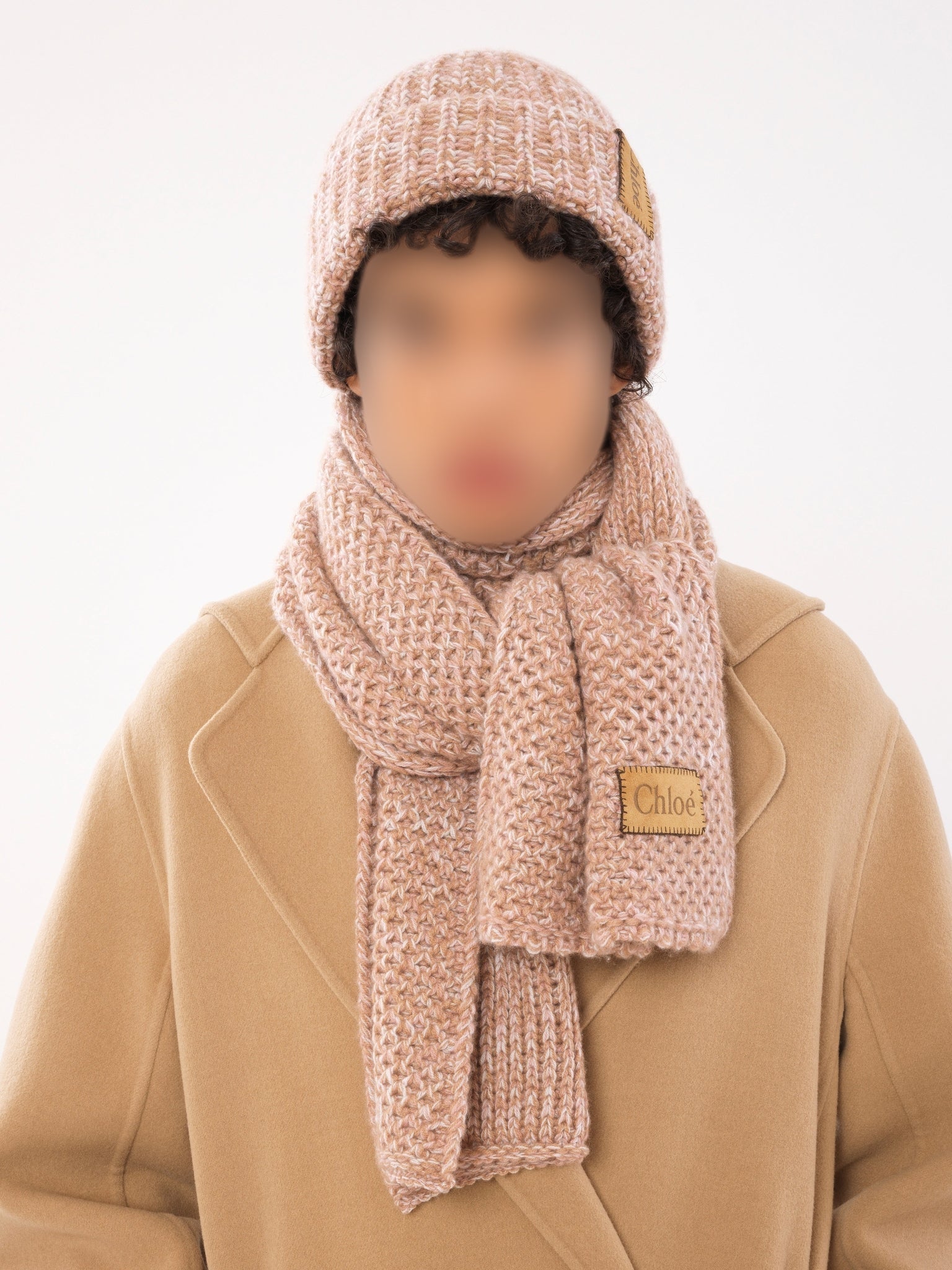 Chapeau Chunky en cachemire - Beige & Pink