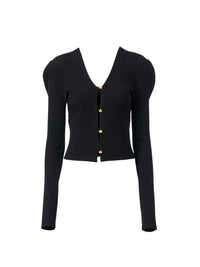 BASEPLUS_Black CARDIGAN - Black