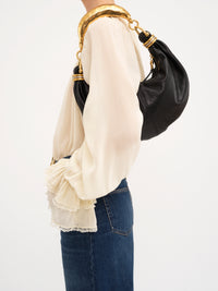 Black SMALL HOBO BAG METAL - Black